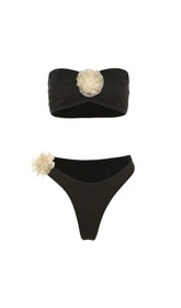 TRÄGERLOSER ROSE BIKINI ZWEITEILIG IN SCHWARZ